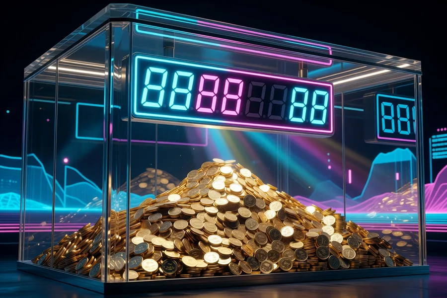 Gouden munten in een donkere kluis
